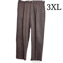 ユニクロ　メンズ　ウールタッチ　タックワイドパンツ　千鳥格子　チェックパンツ　ブラウン　3XL