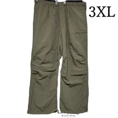 GU　メンズ　ナイロンジップパラシュートパンツ　ナイロンパンツ　カーゴパンツ　撥水　カーキ　3XL
