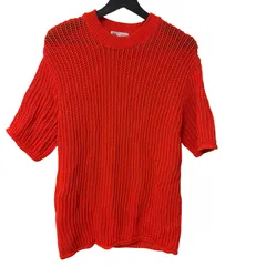 C445 ZARA（ザラ）オープンニット（メッシュ編み）トップス オレンジ サイズM