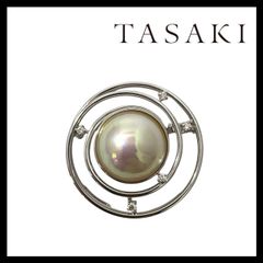 CH【TASAKI】マベパール ブローチ K18WG 0.08ct 15mm ホワイトゴールド