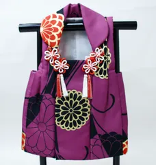 七五三 三歳 女児 女の子 被布コート 単品 紫色 ポリエステル100％ 染加工は日本 ひな祭り 三才 3才 3歳 NO43017