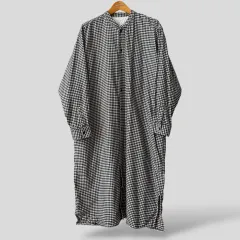 (レディースL-XL)無印良品 ギンガムチェック Long ロング ワンピース シャツ