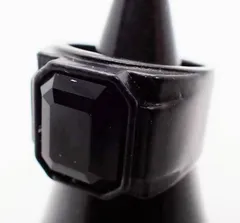 【１８号】シンプル　ワイドブラック　スクエア　ブラック　リング　指輪　ストリート　病み系　ロック