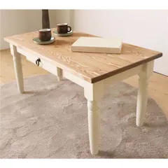  北欧風 ローテーブル/センターテーブル  90×45×42cm 木製 引き出し付き 組立品 〔リビング ダイニング〕