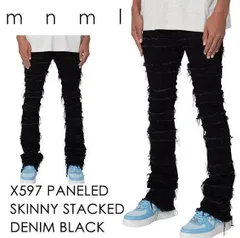 【eyden着用】【エイデン着用】mnml X597 スキニーフレアデニムパンツ【スキニーデニムパンツ】【デニムスタックパンツ】【裾溜め】【28〜34】