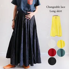 スカート ロングスカート フレアスカート マキシスカート レース マキシ丈 エスニック Aライン 切替 変形 アジアン ファッション レディース 森ガール 春 夏 秋 きれいめ ゆったり 大きいサイズ 大きめ 体型カバー シンプル カジュアル ウエストゴム