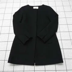 ◇ ⊇ エフデ ef-de アンゴラ混ノーカラーコート ブラック系 レディース 7号 E  【1511110041474】