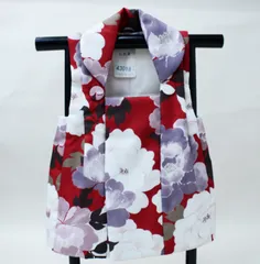 七五三 三歳 女児 女の子 被布コート 単品 濃赤色 ポリエステル100％ 染加工は日本 ひな祭り 三才 3才 3歳 NO43018