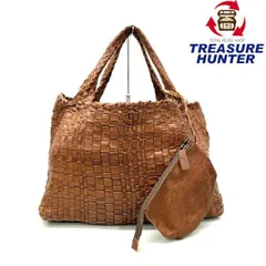 Falorni (ファロルニ)　イントレチャート　トートバッグ　ラムレザー　ブラウン　ポーチ付き 【101076622005】