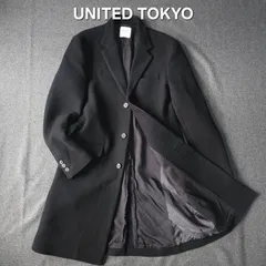 【UNITED TOKYO】ユナイテッドトウキョウ 秋冬 ウール 毛 メルトンロングチェスターコート ブラック M メンズ