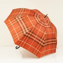 傘 BURBERRY バーバリー USED品 チェック レッド ジャガード ジャンプ 高級 ブランド グラス骨 60cm S3430