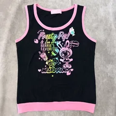 Y2K mezzo piano メゾピアノ タンクトップ 日本製　Мサイズ(150cm)　ブラック【0009】