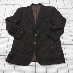 ◇ Θ ダックス DAKS チェック柄ウールジャケット メンズ 50サイズ ブラウン系 E  【1512220029826】