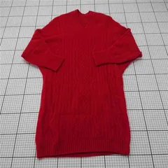 ◇ ⊇ アダムコレクション A collection ウール混Vネックニットワンピース レッド レディース E  【1512220027976】