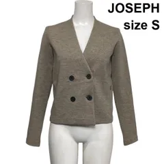 ◆ ジョゼフ JOSEPH ニットジャケット カーディガン 長袖 Vネック ノーカラー ダブルブレスト ベージュ 毛混 S 7号 レディース S6A388のサムネイル