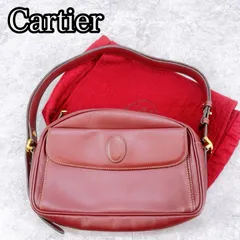 H-690 Cartier マストライン ショルダーバッグ レザー ボルドー 動作確認済 美品 ヴィンテージ 斜め掛け レディース