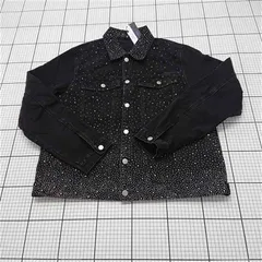 ◇ Θ ロムウィー ROMWE スタッズデザイン デニムジャケット ブラック系 メンズ Mサイズ E  【1512220031348】