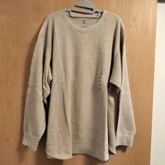 新品タグ付き　ユニクロ　XXL　ナチュラル(ベージュっぽい色)　ワッフルクルーネック　長袖カットソー　大きいサイズ　プラスサイズ