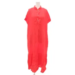 ホリデイ holiday タグ付き ワンピース ロング丈 麻 リネン F ピンク 半袖 スタンドカラー /NL ■GY59