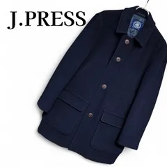 J.PRESS ジェイプレス ネイビー 中綿 ハーフコート アンゴラ混 ウール100% キルティング くるみボタン メンズ Mサイズ相当 オンワード樫山 上質素材 カジュアル ビジネス 防寒 168KJ
