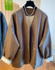 ノーカラー ルーズフィット ジャケット 新作