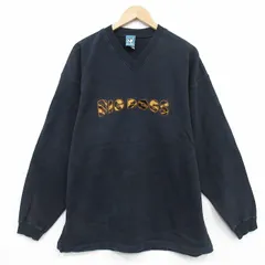 XL/古着 ビッグドッグス 長袖 スウェット メンズ 00年代 00s ビッグロゴ 刺繍 コットン Vネック 黒 25dec08