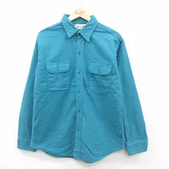 L/古着 アメリカンイーグル 長袖 ヘビー フランネル シャツ メンズ コットン USA製 青緑 25dec08