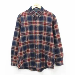 L/古着 ペンドルトン 長袖 ウール シャツ メンズ 90年代 90s ボタンダウン USA製 紺他 チェック 25dec08
