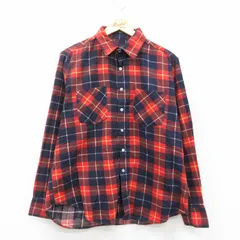 L/古着 長袖 フランネル シャツ メンズ 00年代 00s コットン 赤他 チェック 25dec08