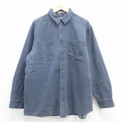 XL/古着 エルエルビーン 長袖 ブランド シャツ メンズ 00年代 00s ダック地 大きいサイズ コットン 紺 内側フランネル【spe】 25dec08