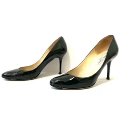 イタリア製◎ 【JIMMY CHOO LONDON】ジミーチュウ ハイヒール エナメル パンプス ピンヒール ビジネス フォーマル  結婚式 卒業式 入学式 高級感 ブラック レディース サイズ38 (24.5～25.0cm相当)/M41569UU