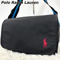 ポロラルフローレン ショルダーバッグ メッセンジャーバッグ ブルーライン 赤ポニー ロゴ刺繍 A4サイズ対応