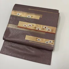 名古屋帯 唐織 横断 金通し 織り出し 九寸 正絹 着物 MA-3491