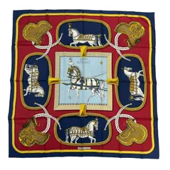 新品同様 HERMES エルメス カレ90 GRAND APPARAT 盛装の馬 スカーフ シルク 100％ マルチカラー
