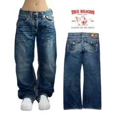 トゥルーレリジョン Y2K 白ステッチ リッキースーパーT ワイド デニムパンツ