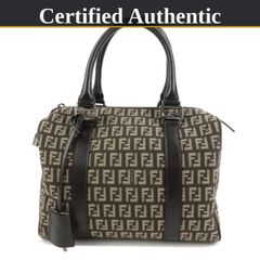 FENDI/フェンディ　バニティバッグ　ズッキーノ　キャンバス　美品 美品】FENDI フェンディ ズッキーノ キャンバス レザー ハンドバッグ