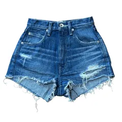 GYDA ハイウエスト ダメージデニム ショートパンツ ブルー レディースXS ジェイダ