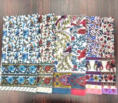 インド綿100％ 大判ハンカチ 50×50cm 象柄4枚 鳥柄2枚 6枚セット A