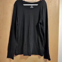GU　ジーユー　XXL　黒ブラック　ベーシックティー　クルーネックカットソー　長袖　大きいサイズ　プラスサイズ