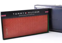 未使用 TOMMY HILFIGER トミーヒルフィガー Yen Secretary イェン セクレタリー Long Wallet 長財布 レザー Brown ブラウン 茶 Orange オレンジ 箱、タグ、カード付