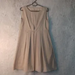 レディース ノースリーブ Aラインワンピース ベージュ パーティー 〇□