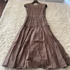 SNIDELシャーリングノースリワンピース （チェック）