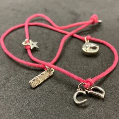 Christian Dior 美品 ビジューロゴ&ハートピンクラバーブレスレット 