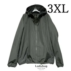 GU　メンズ　ウィンドプルーフシェルパーカ　フード付き　撥水　ウィンドブレーカー　カーキ　3XL