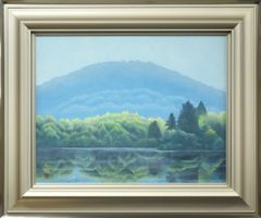 風景画 油絵 東山魁夷 緑響く M10 額付き 手描き 肉筆 - メルカリ