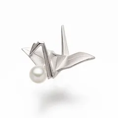 アコヤパールピンブローチ（折り鶴） 6.5mm  真珠 パール 冠婚葬祭 ギフト