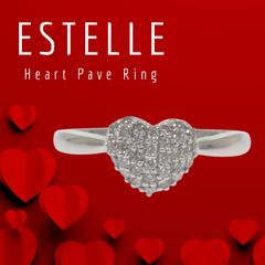 【ESTELLE エステール】ハート パヴェ 18号 リング K18ホワイトゴールド ダイヤモンド