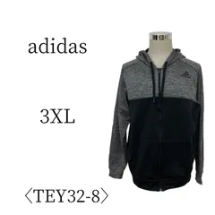 ★美品 adidas アディダス ブラック ジャージリブジャケット 3XL(4L) TEY32-8