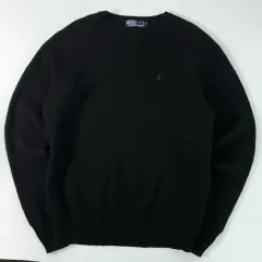 Polo ポロ ラルフローレン 90s 刺繍 ウール ブラック ニット