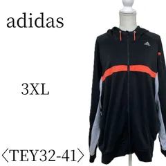 訳あり adidas アディダス 黒、灰、橙 ジャージリブジャケット 3XL(4L) TEY32-41